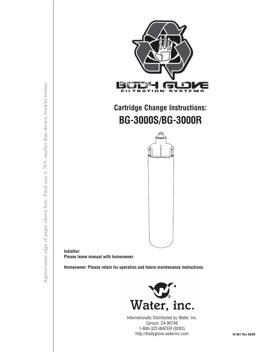 Water Inc BG-3000S/BG-3000R User Manual | 4 pages