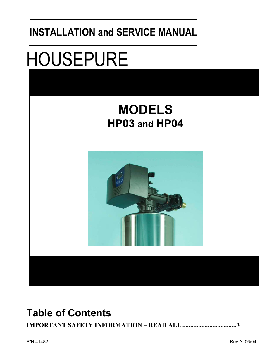 Water Inc HOUSEPURE HP04 User Manual | 10 pages