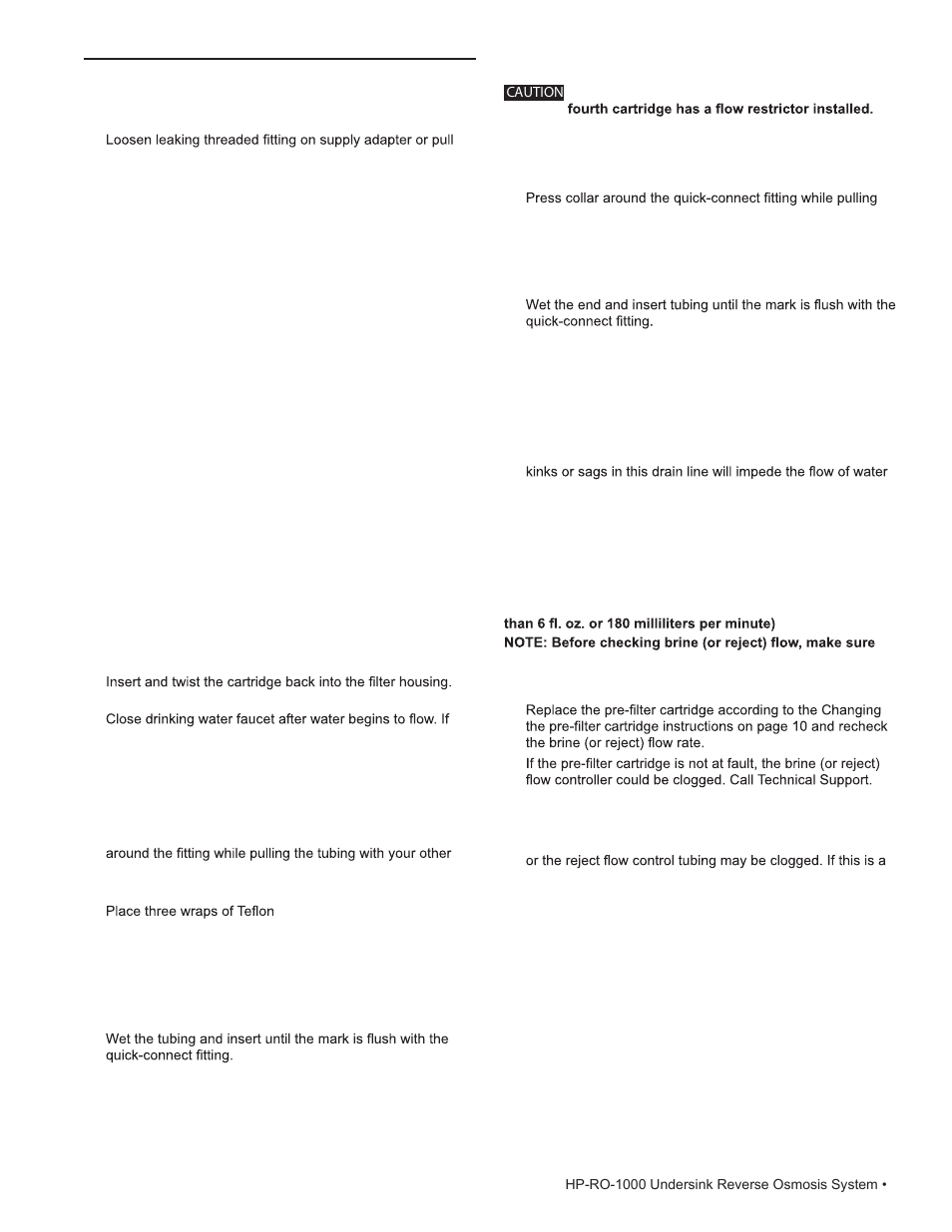 Troubleshooting | Water Inc HP-RO-1000 User Manual | Page 11 / 16