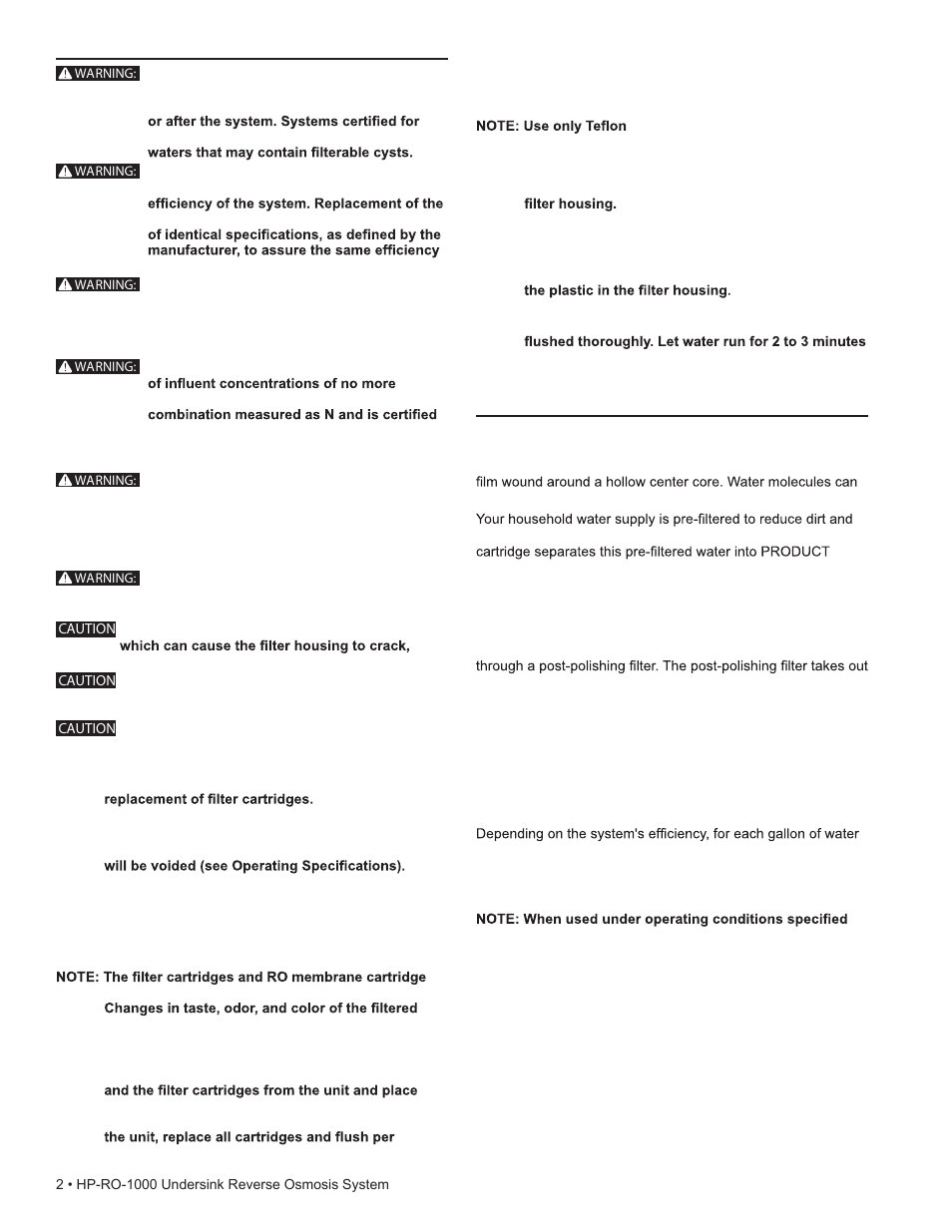 General precautions, How reverse osmosis (ro) works | Water Inc HP-RO-1000 User Manual | Page 2 / 16