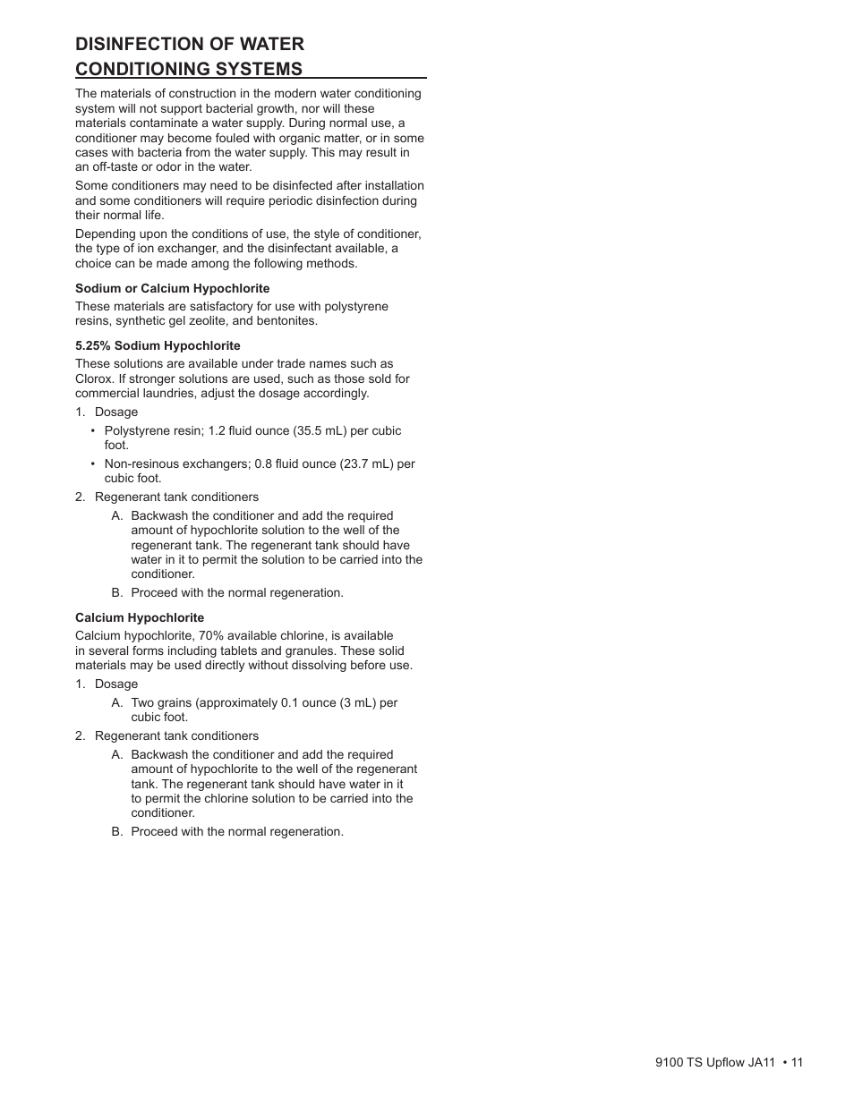 Disinfection of water conditioning systems | Water Inc wi-hp9100-TS Upflou User Manual | Page 11 / 34