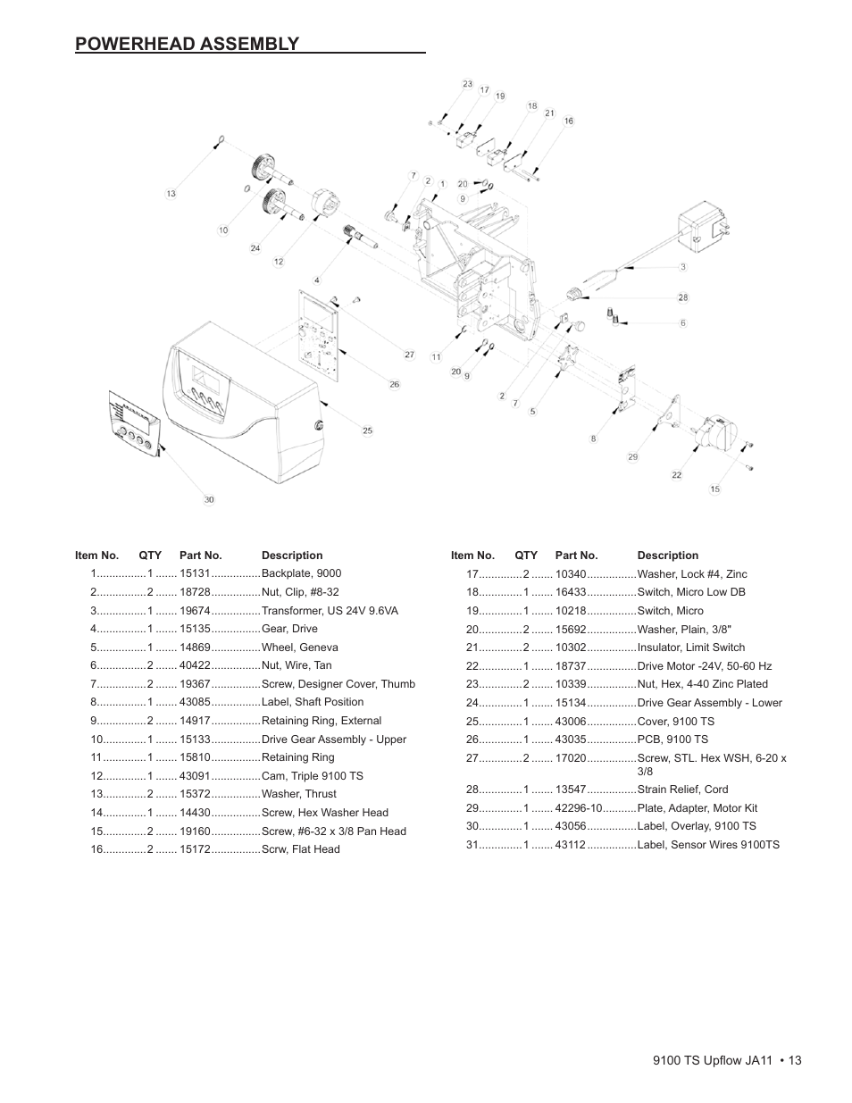 Powerhead assembly | Water Inc wi-hp9100-TS Upflou User Manual | Page 13 / 34