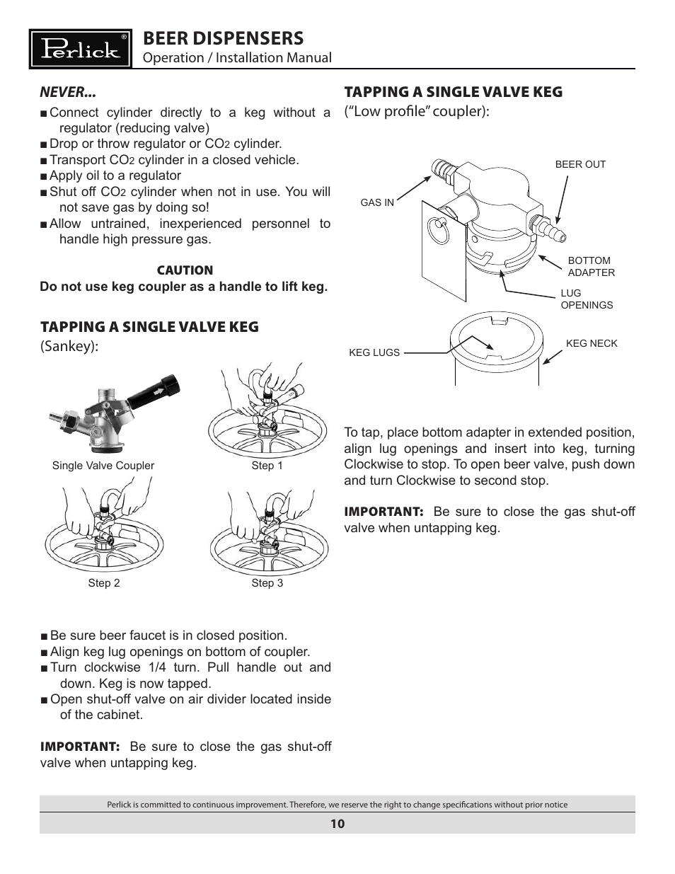 Beer dispensers | Water Inc BEER DISPENSERS User Manual | Page 10 / 22