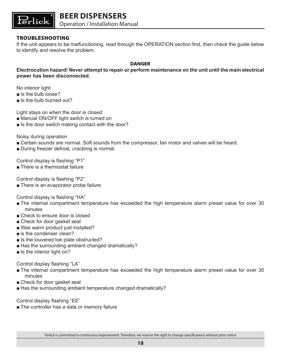 Beer dispensers | Water Inc BEER DISPENSERS User Manual | Page 18 / 22