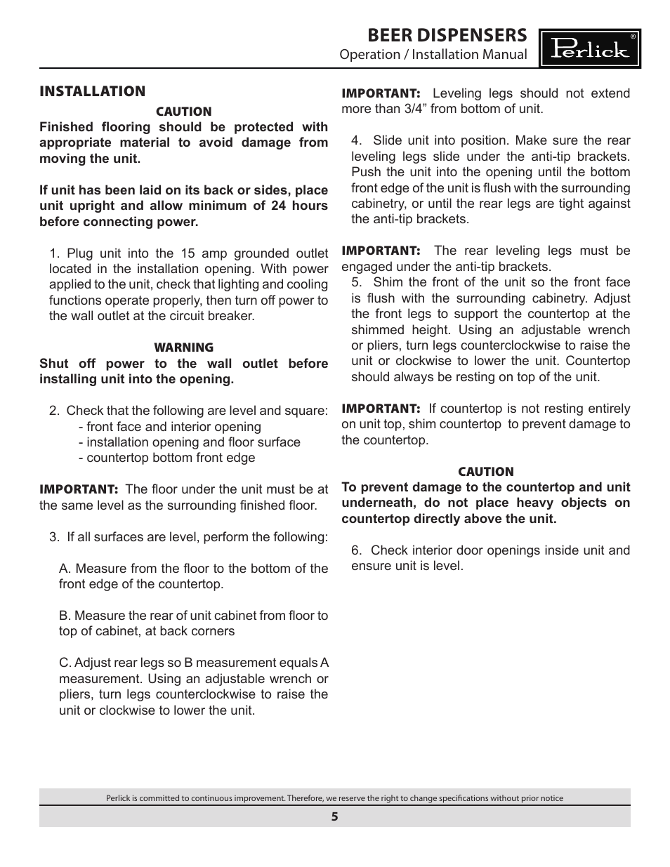 Beer dispensers | Water Inc BEER DISPENSERS User Manual | Page 5 / 22