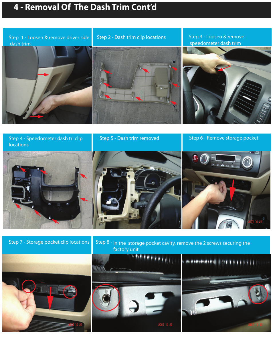 4 - removal of the dash trim cont’d | Myron&Davis NV7HCV1 User Manual | Page 4 / 9