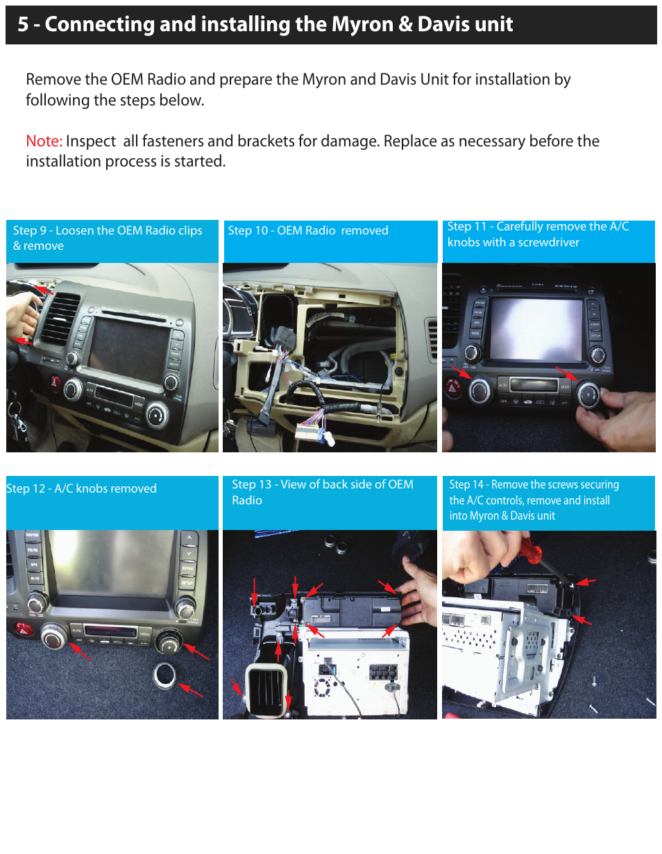5 – remove factory radio | Myron&Davis NV7HCV1 User Manual | Page 5 / 9