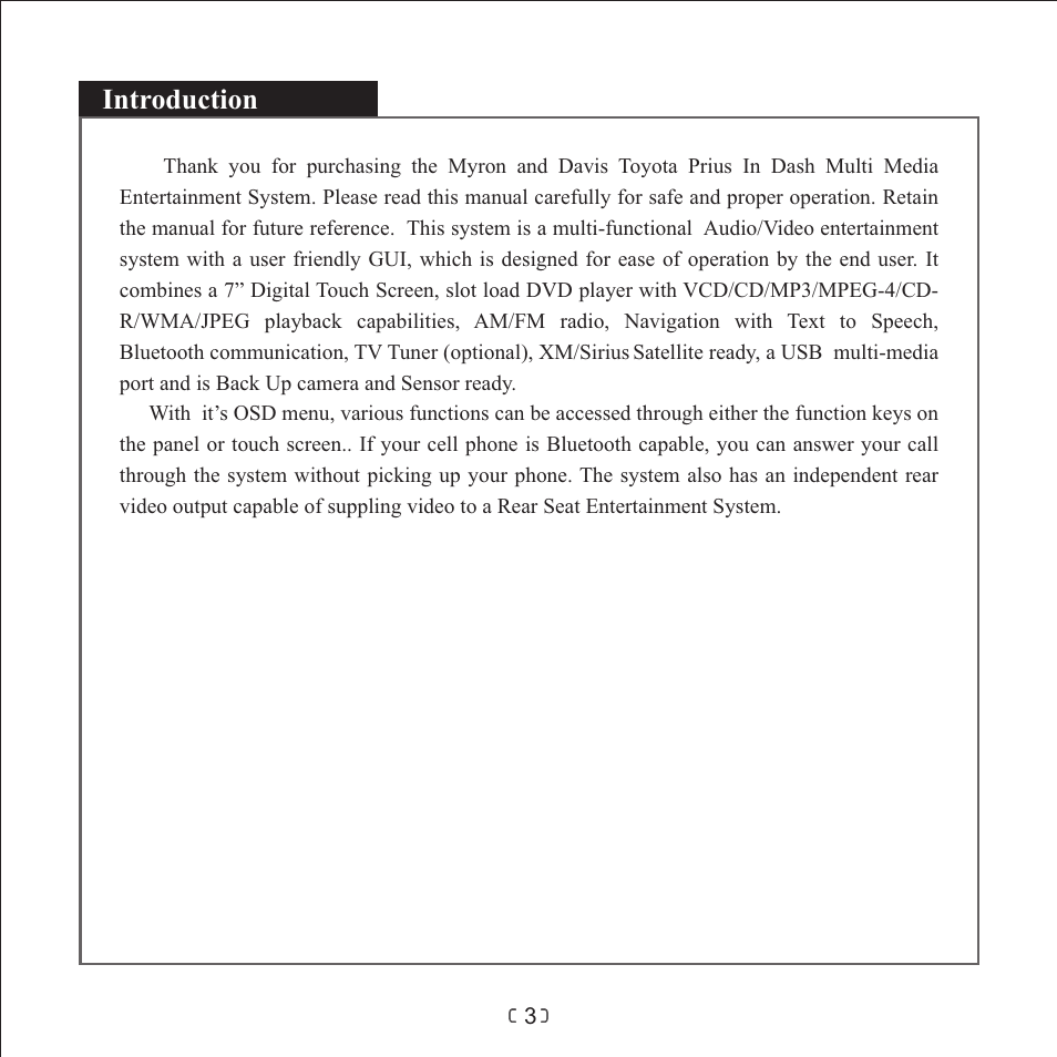 Introduction | Myron&Davis NV7TPR1 User Manual | Page 5 / 16