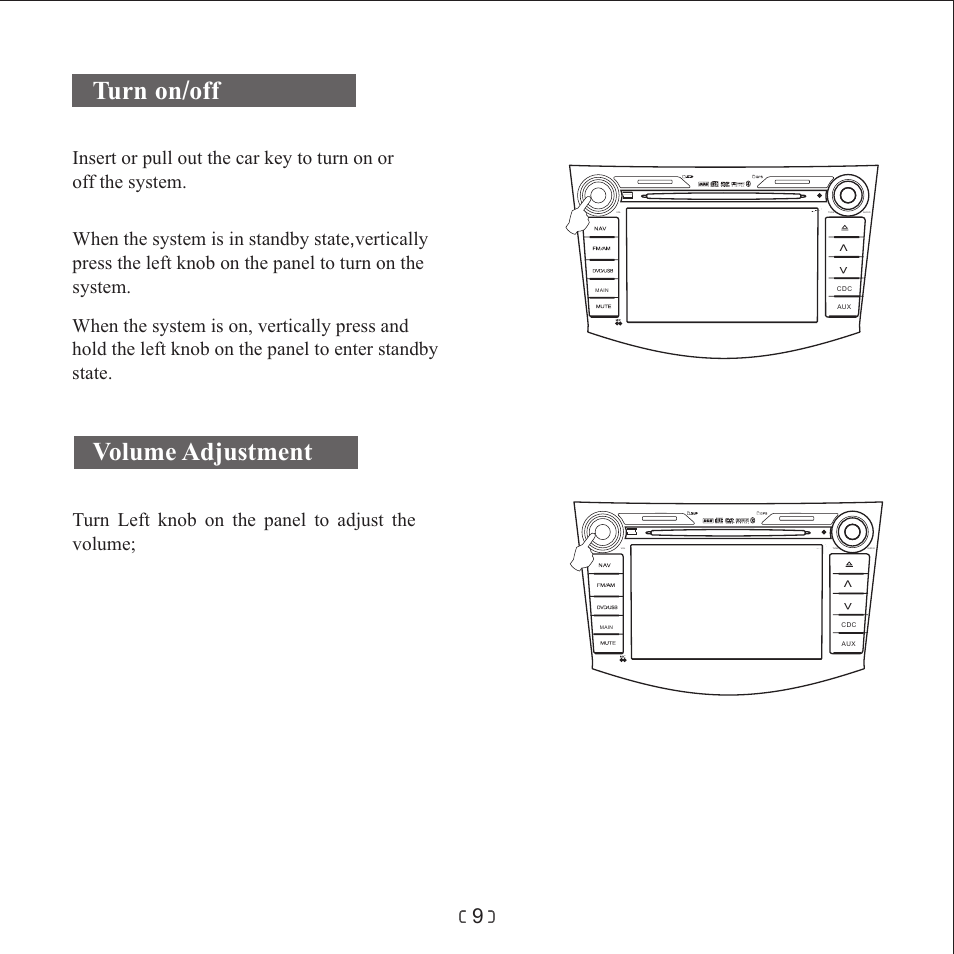 页 11, Turn on / off volume adjustment | Myron&Davis NV7TRV1 User Manual | Page 11 / 16