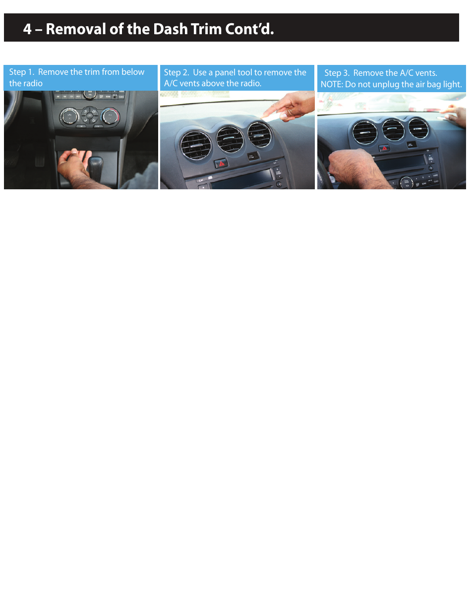 4 – removal of the dash trim cont’d | Myron&Davis NV7NAT1 User Manual | Page 4 / 12