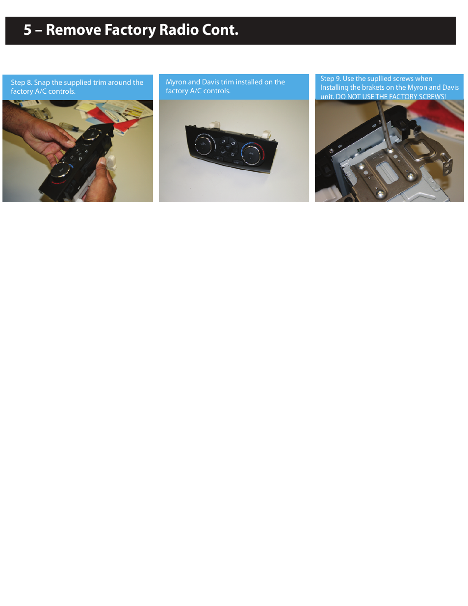 5 – remove factory radio cont | Myron&Davis NV7NAT1 User Manual | Page 6 / 12