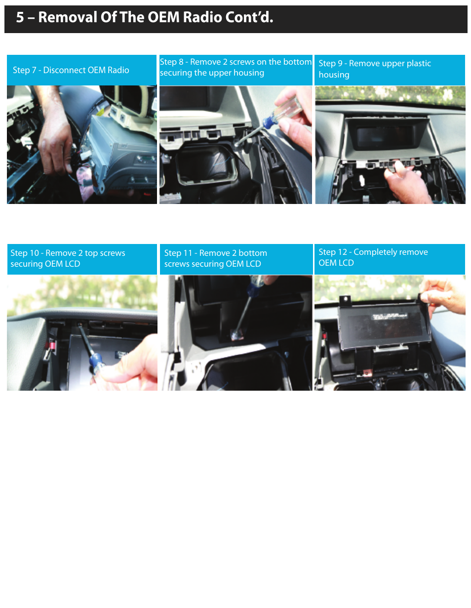 5 – removal of the oem radio cont’d | Myron&Davis NV8ACC1 User Manual | Page 7 / 14