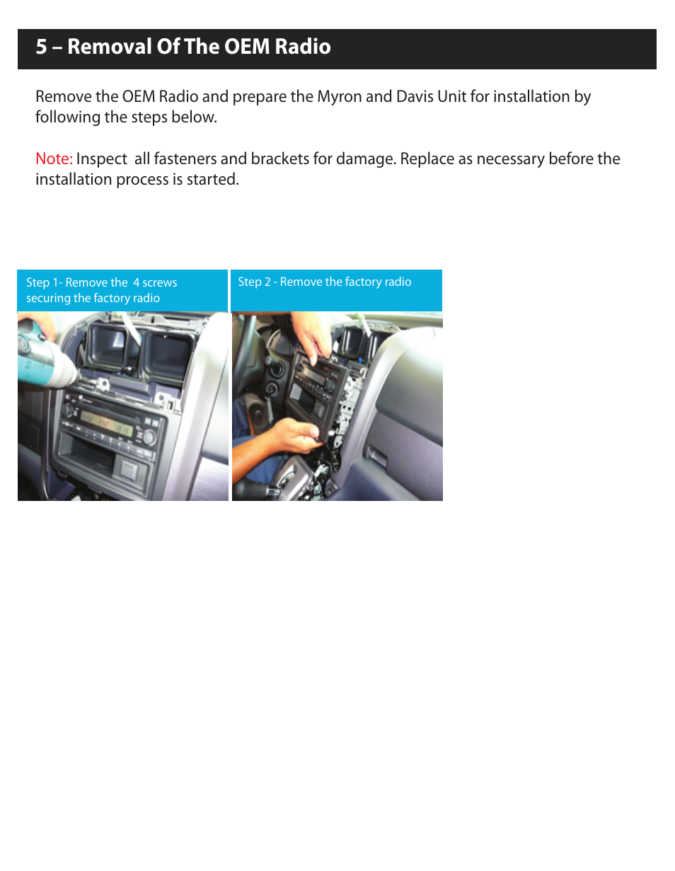 5 – removal of the oem radio | Myron&Davis NV7CRV1 User Manual | Page 5 / 10