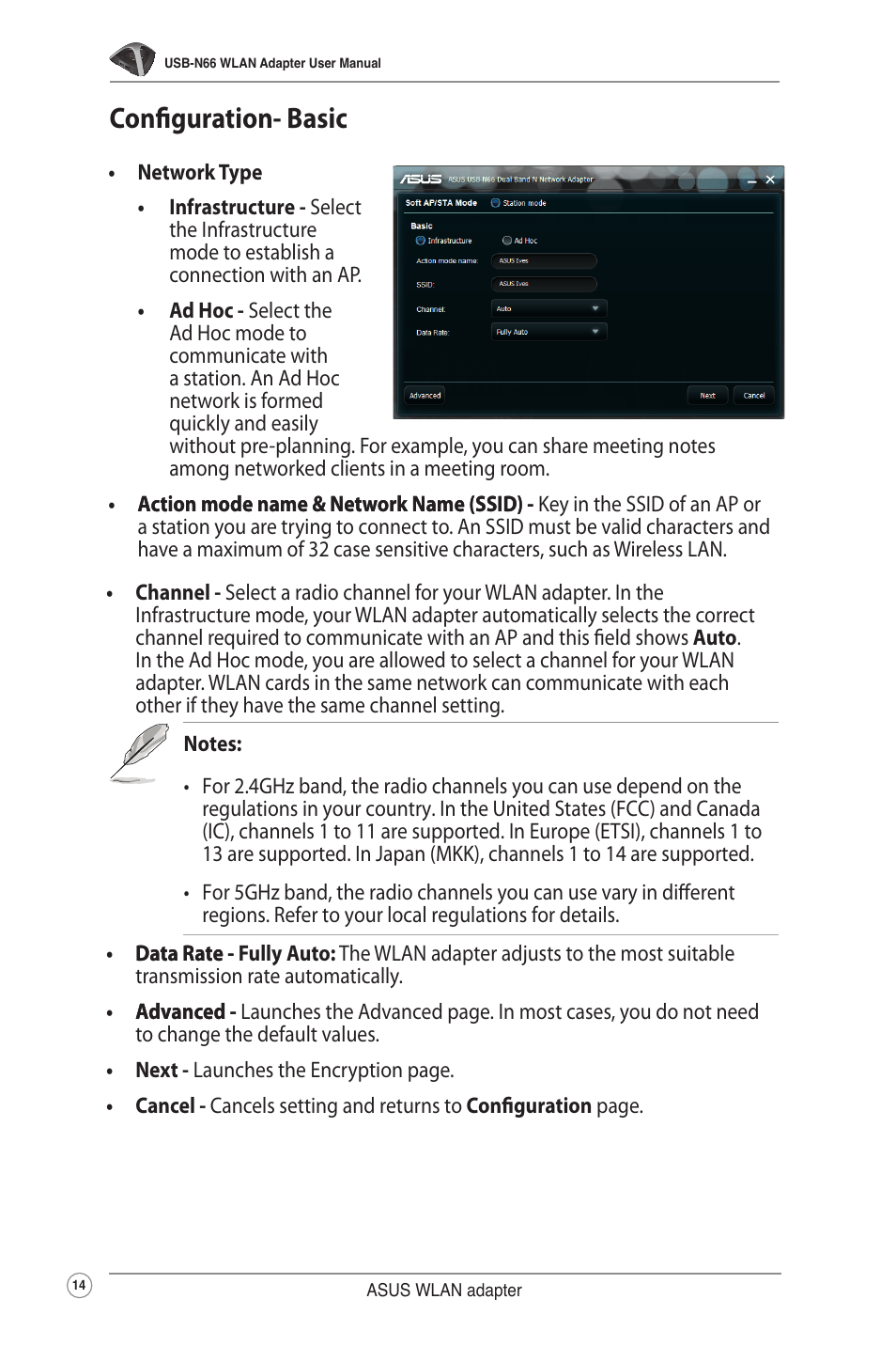 Configuration- basic | Asus USB-N66 User Manual | Page 14 / 35