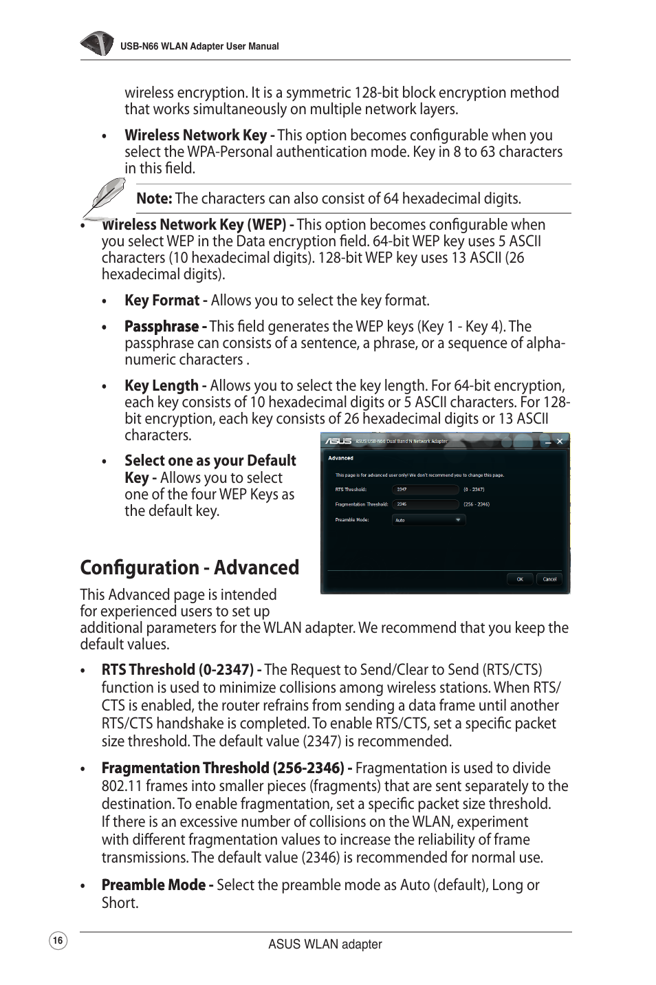 Configuration - advanced | Asus USB-N66 User Manual | Page 16 / 35