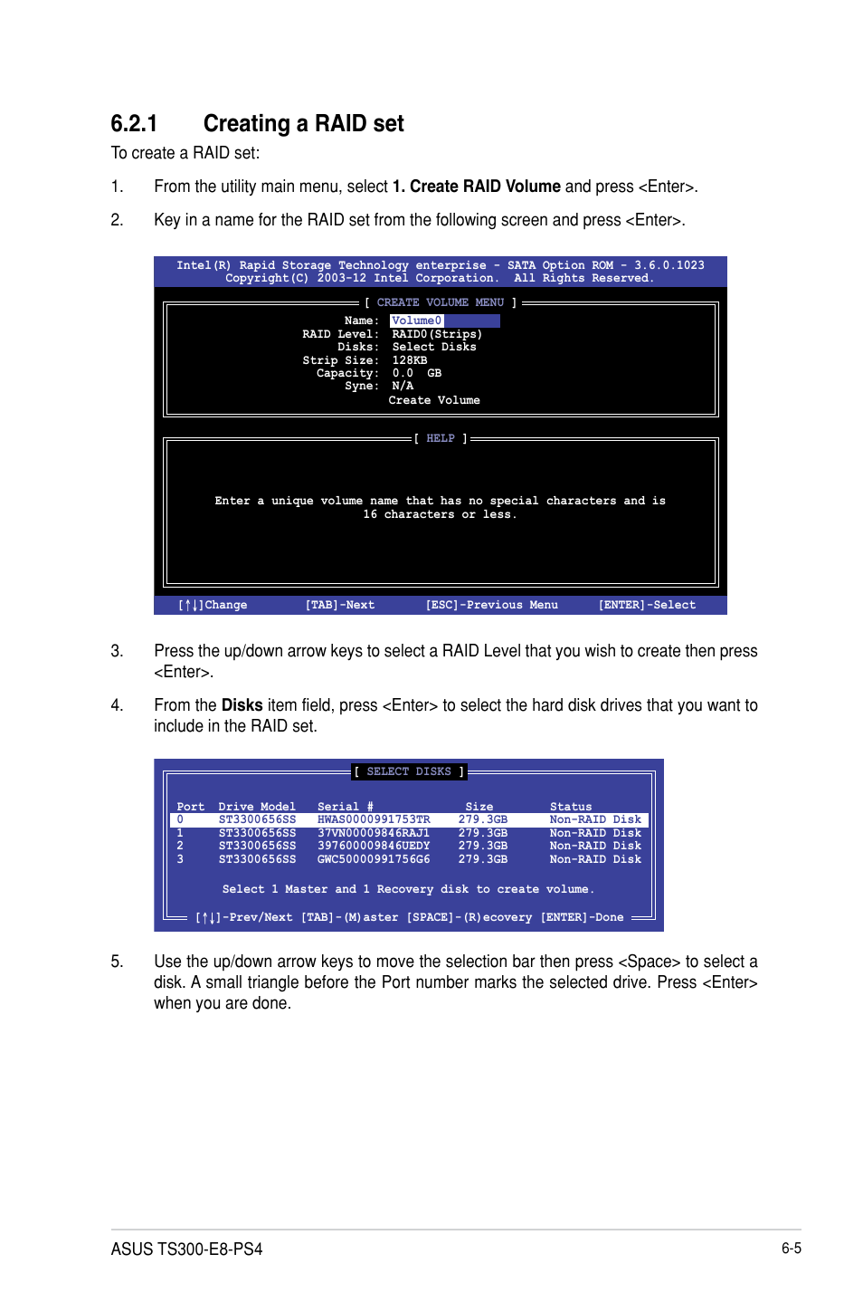 1 creating a raid set | Asus TS300-E8-PS4 User Manual | Page 125 / 170