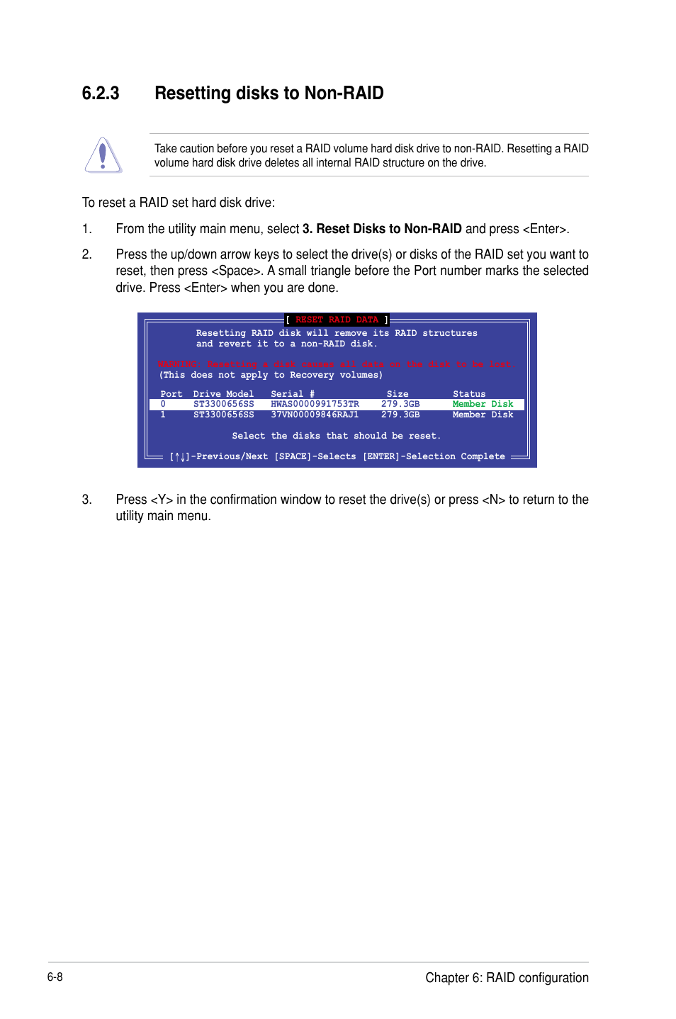 3 resetting disks to non-raid | Asus TS300-E8-PS4 User Manual | Page 128 / 170