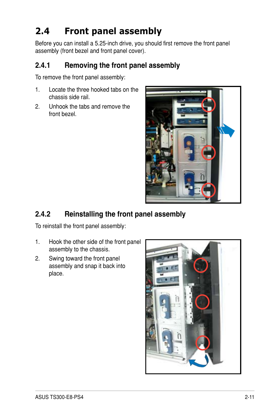 4 front panel assembly | Asus TS300-E8-PS4 User Manual | Page 33 / 170