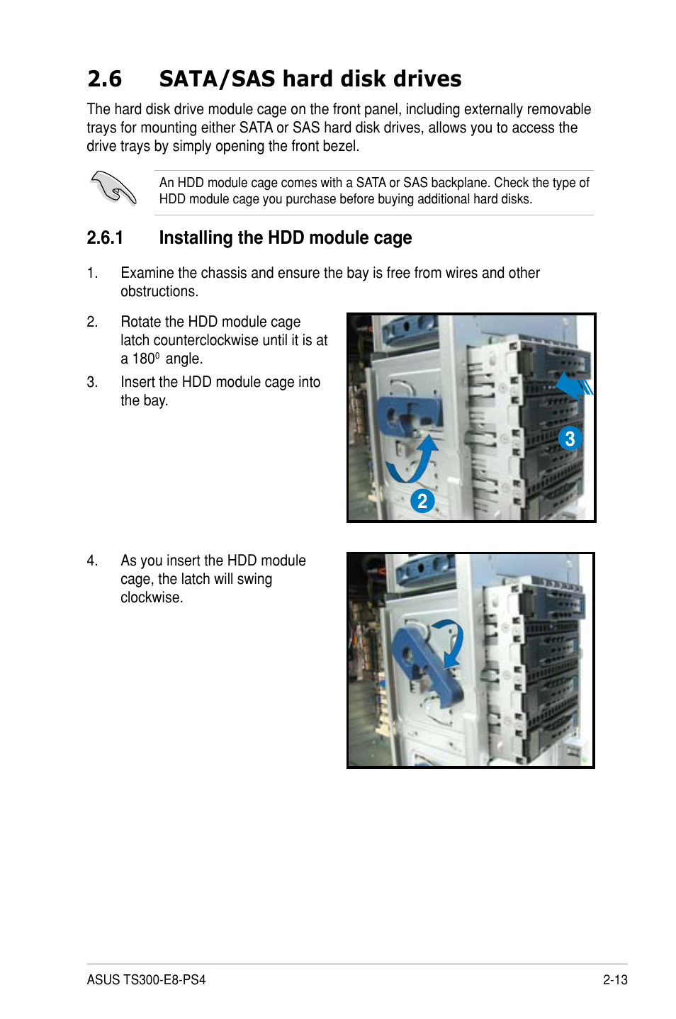 6 sata/sas hard disk drives, 1 installing the hdd module cage | Asus TS300-E8-PS4 User Manual | Page 35 / 170