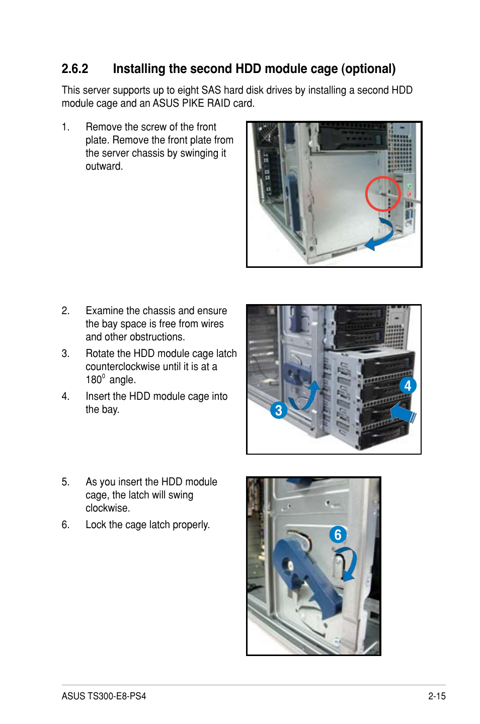 2 installing the second hdd module cage (optional) | Asus TS300-E8-PS4 User Manual | Page 37 / 170