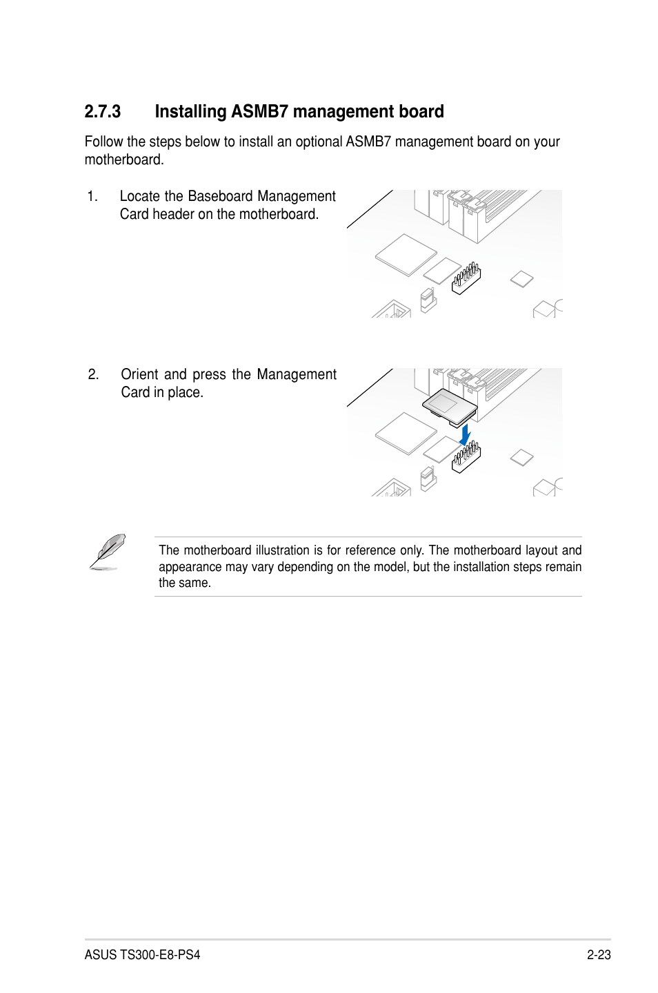 3 installing asmb7 management board | Asus TS300-E8-PS4 User Manual | Page 45 / 170