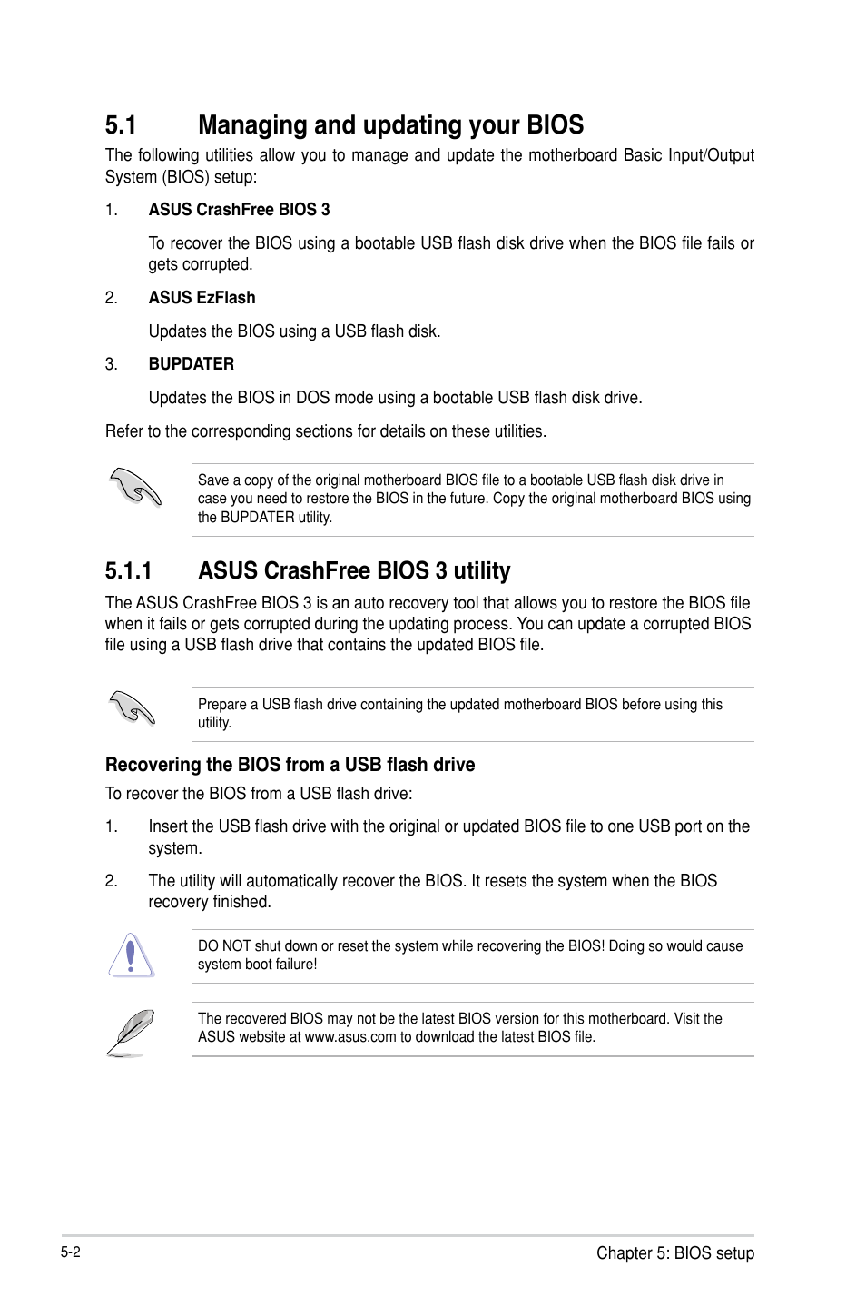 1 managing and updating your bios, 1 asus crashfree bios 3 utility | Asus TS300-E8-PS4 User Manual | Page 84 / 170