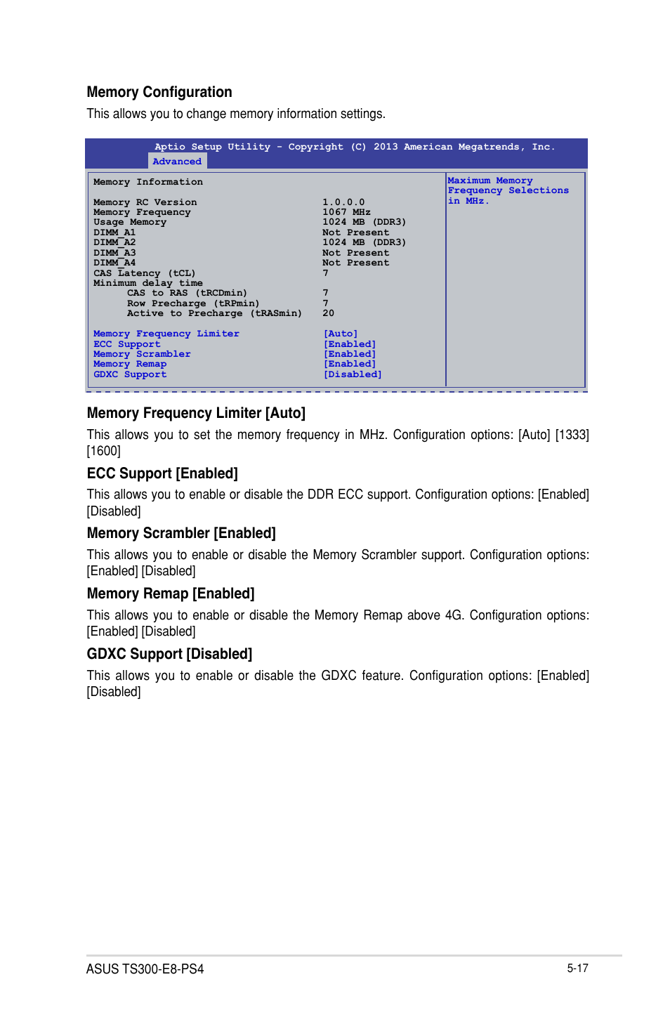 Ecc support [enabled, Gdxc support [disabled | Asus TS300-E8-PS4 User Manual | Page 99 / 170