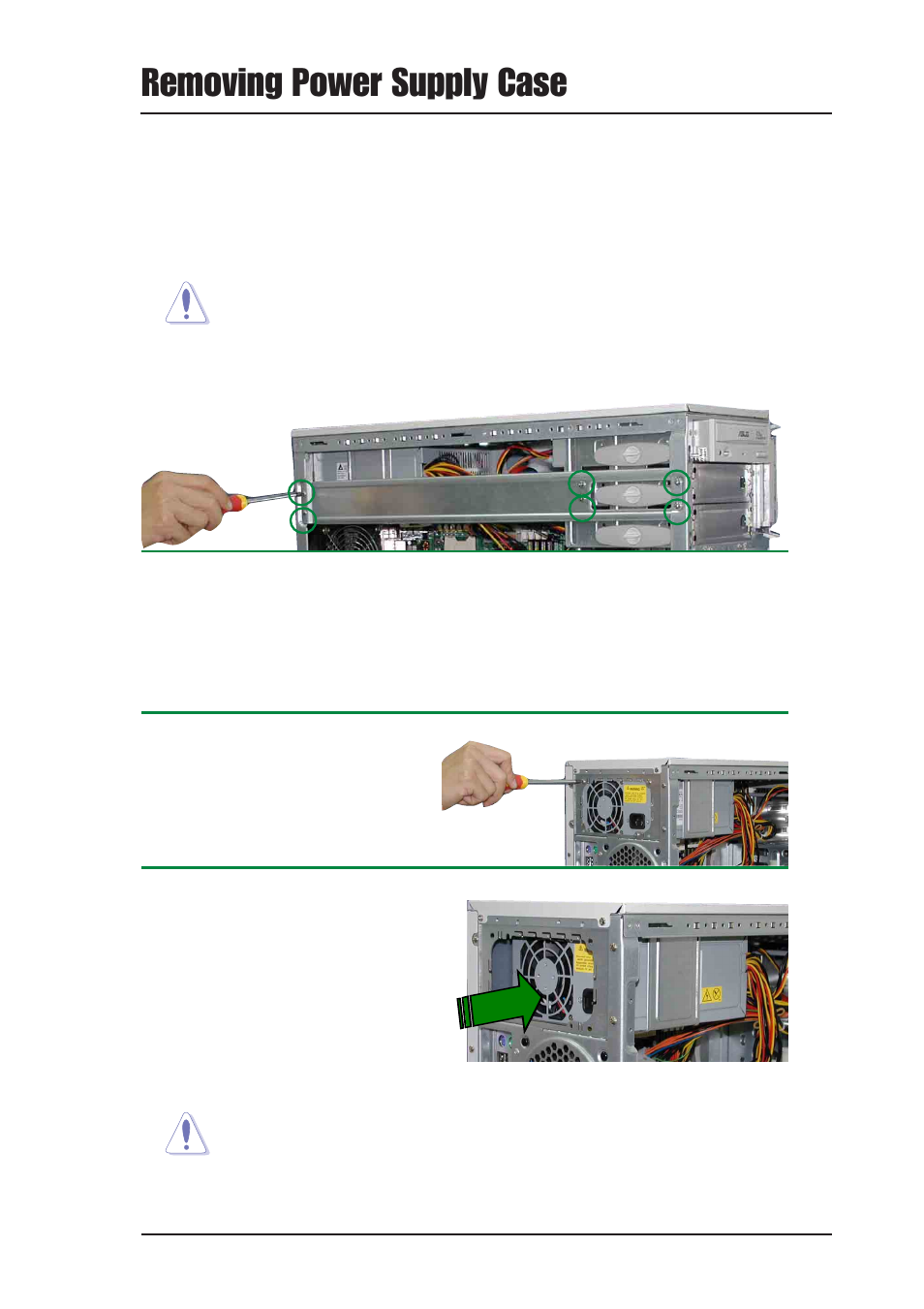 Removing power supply case | Asus AW1500-I5 User Manual | Page 55 / 60