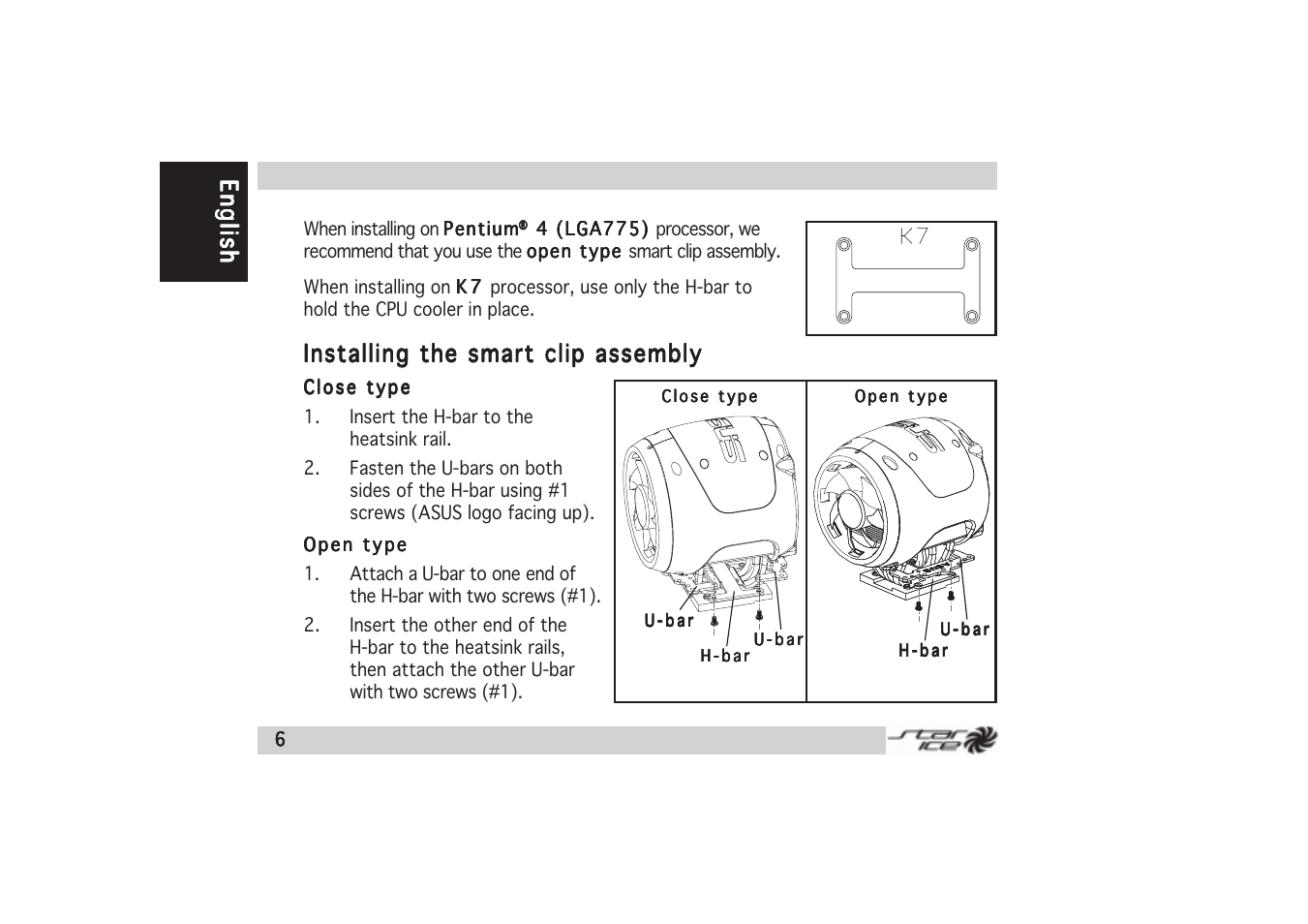 Englishenglishenglishenglishenglish, Installing the smart clip assembly | Asus Star Ice User Manual | Page 6 / 22