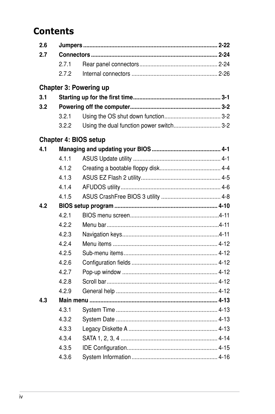 Asus P5B SE User Manual | Page 4 / 136