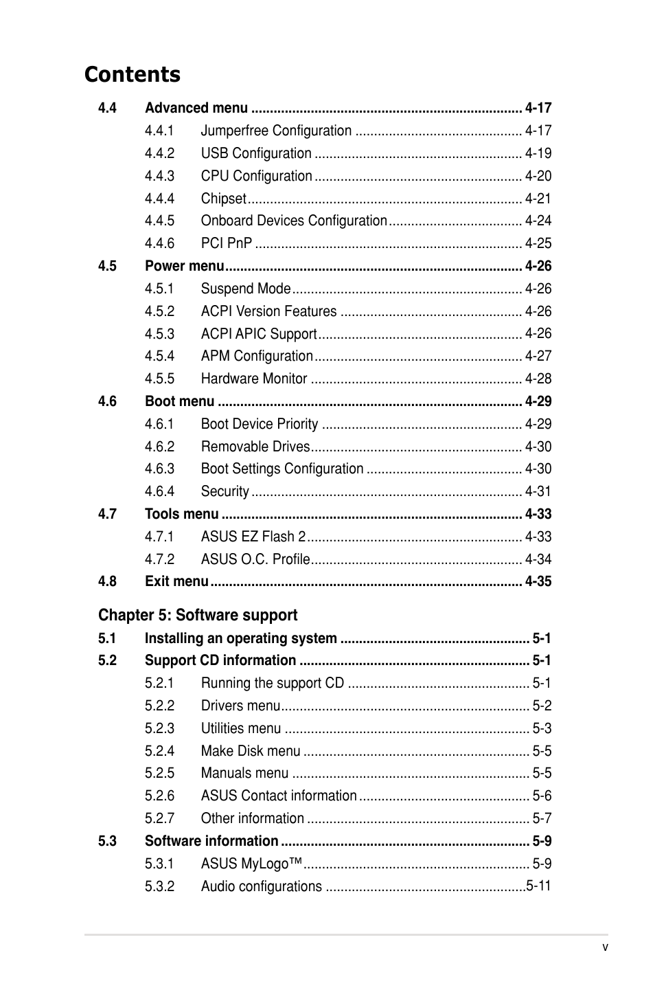 Asus P5B SE User Manual | Page 5 / 136