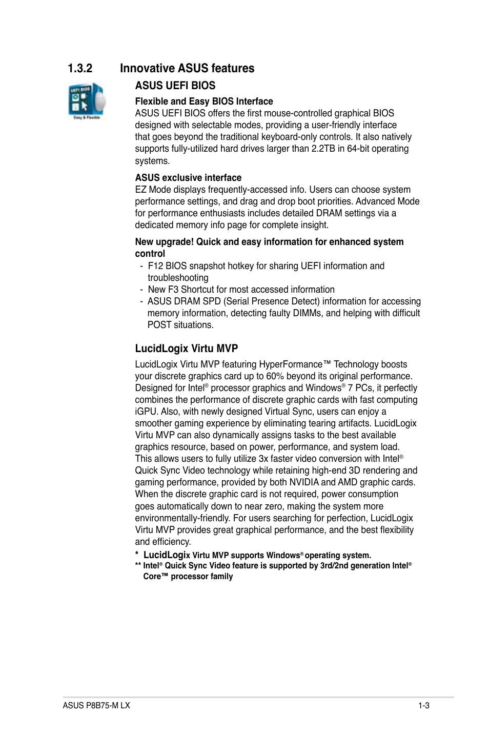 2 innovative asus features, Innovative asus features -3 | Asus P8B75-M LX/TW User Manual | Page 13 / 78