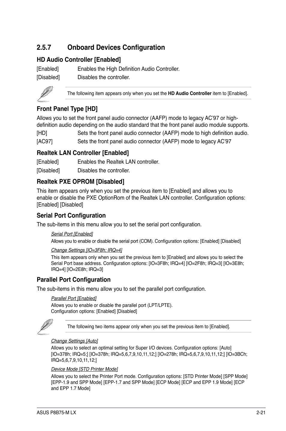 7 onboard devices configuration, Onboard devices configuration -21 | Asus P8B75-M LX/TW User Manual | Page 65 / 78