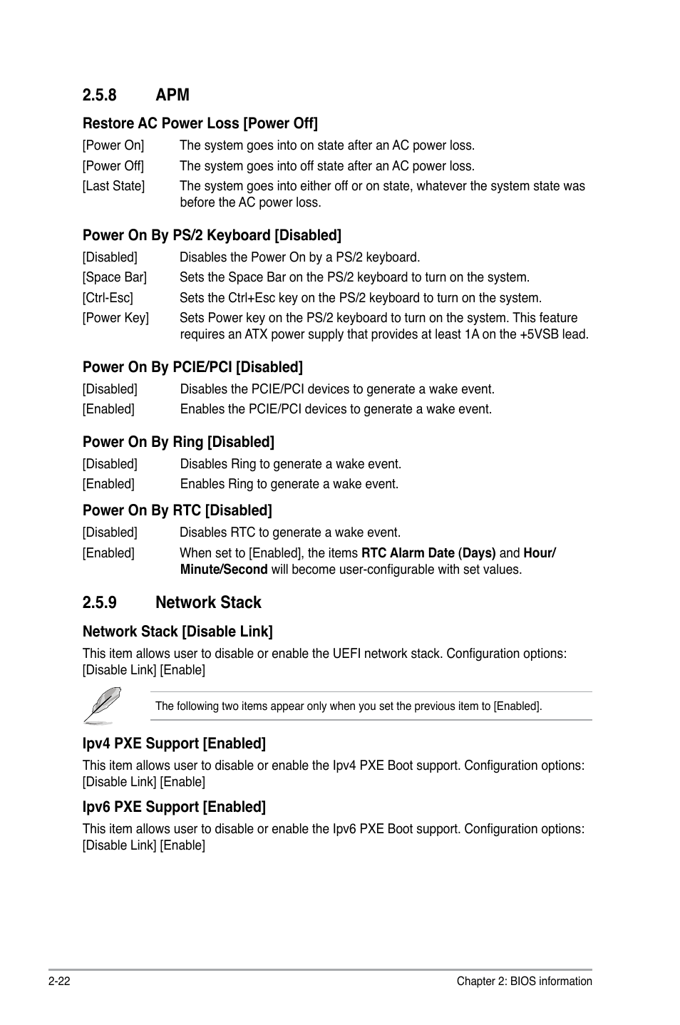 8 apm, 9 network stack, Apm -22 | Network stack -22 | Asus P8B75-M LX/TW User Manual | Page 66 / 78