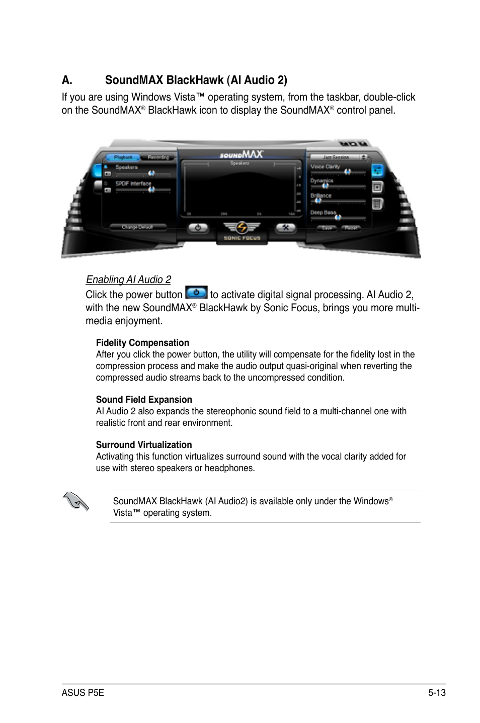 A. soundmax blackhawk (ai audio 2) | Asus P5E User Manual | Page 121 / 174