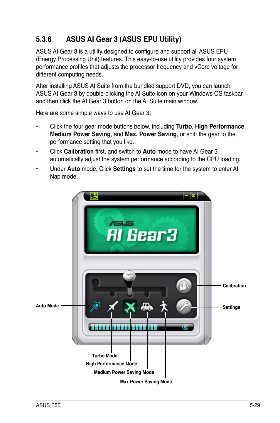 6 asus ai gear 3 (asus epu utility) | Asus P5E User Manual | Page 137 / 174