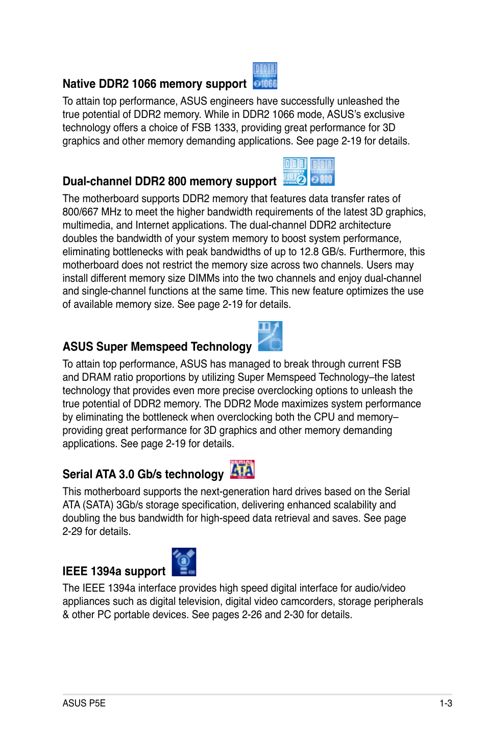 Asus P5E User Manual | Page 19 / 174