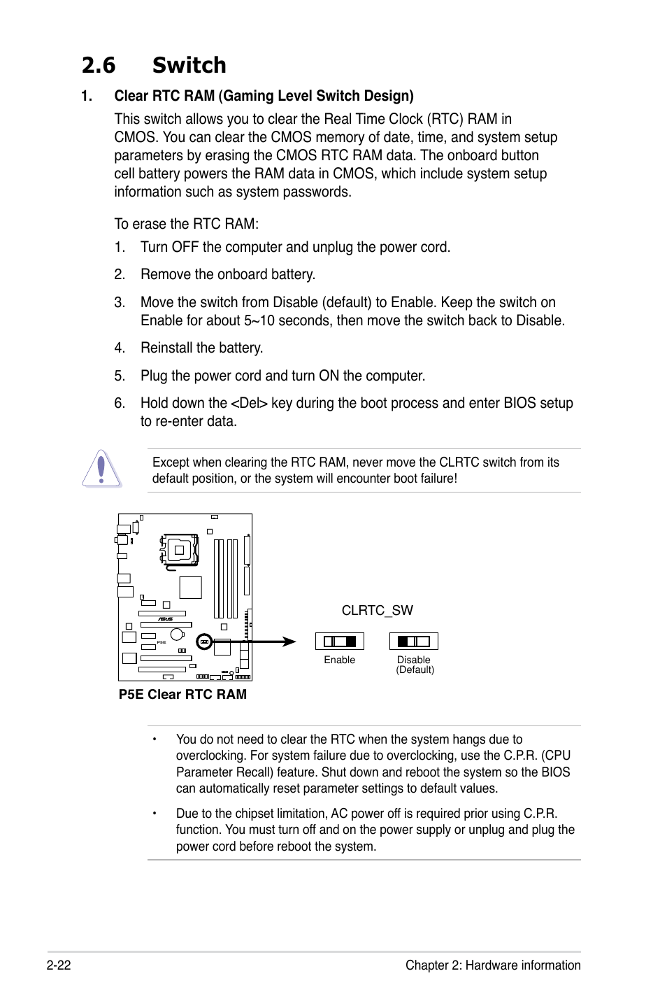 6 switch | Asus P5E User Manual | Page 48 / 174