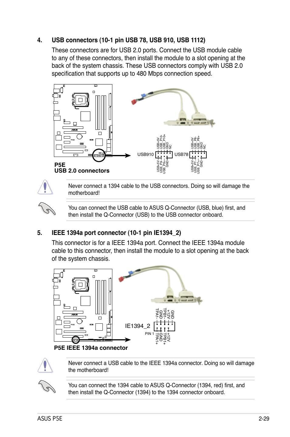 Asus p5e 2-29, P5e usb 2.0 connectors | Asus P5E User Manual | Page 55 / 174