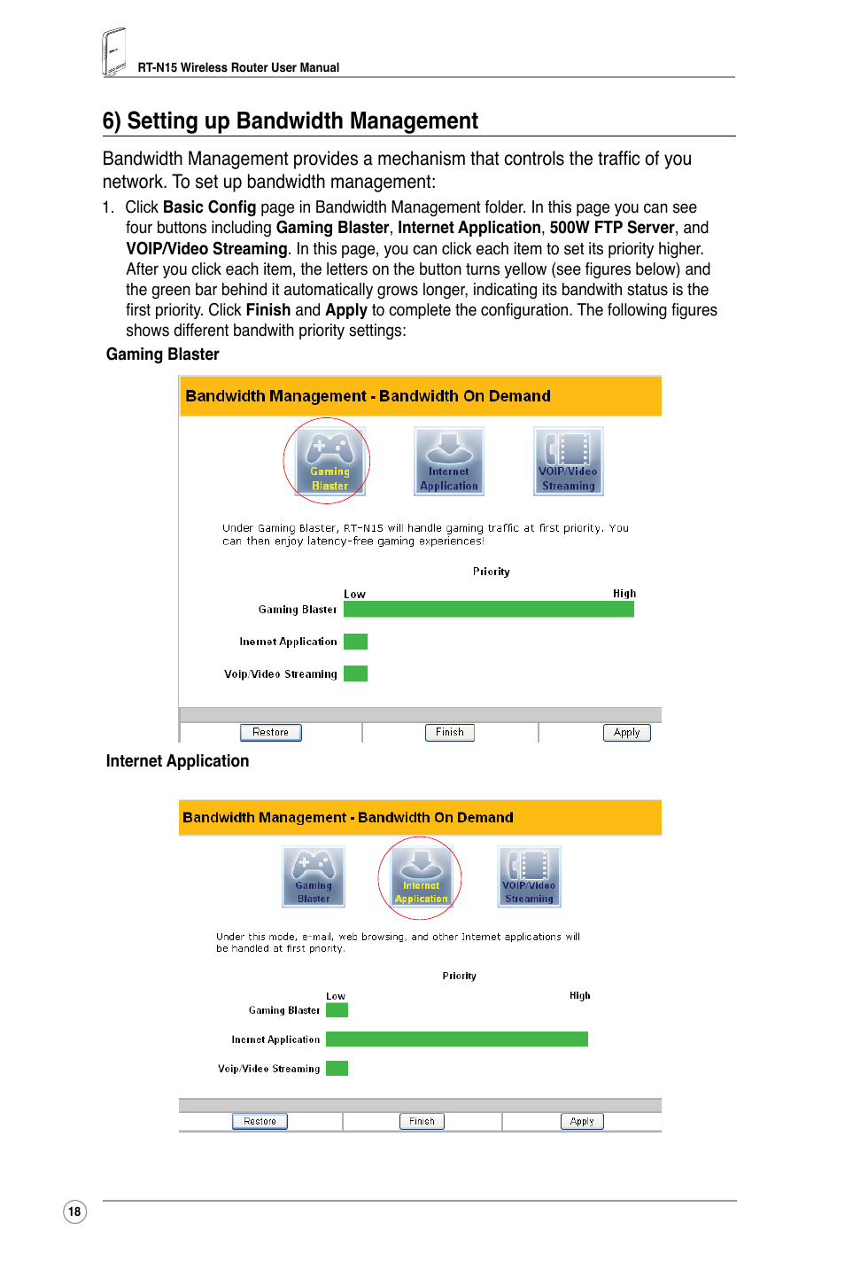 6) setting up bandwidth management | Asus RT-N15 User Manual | Page 20 / 46