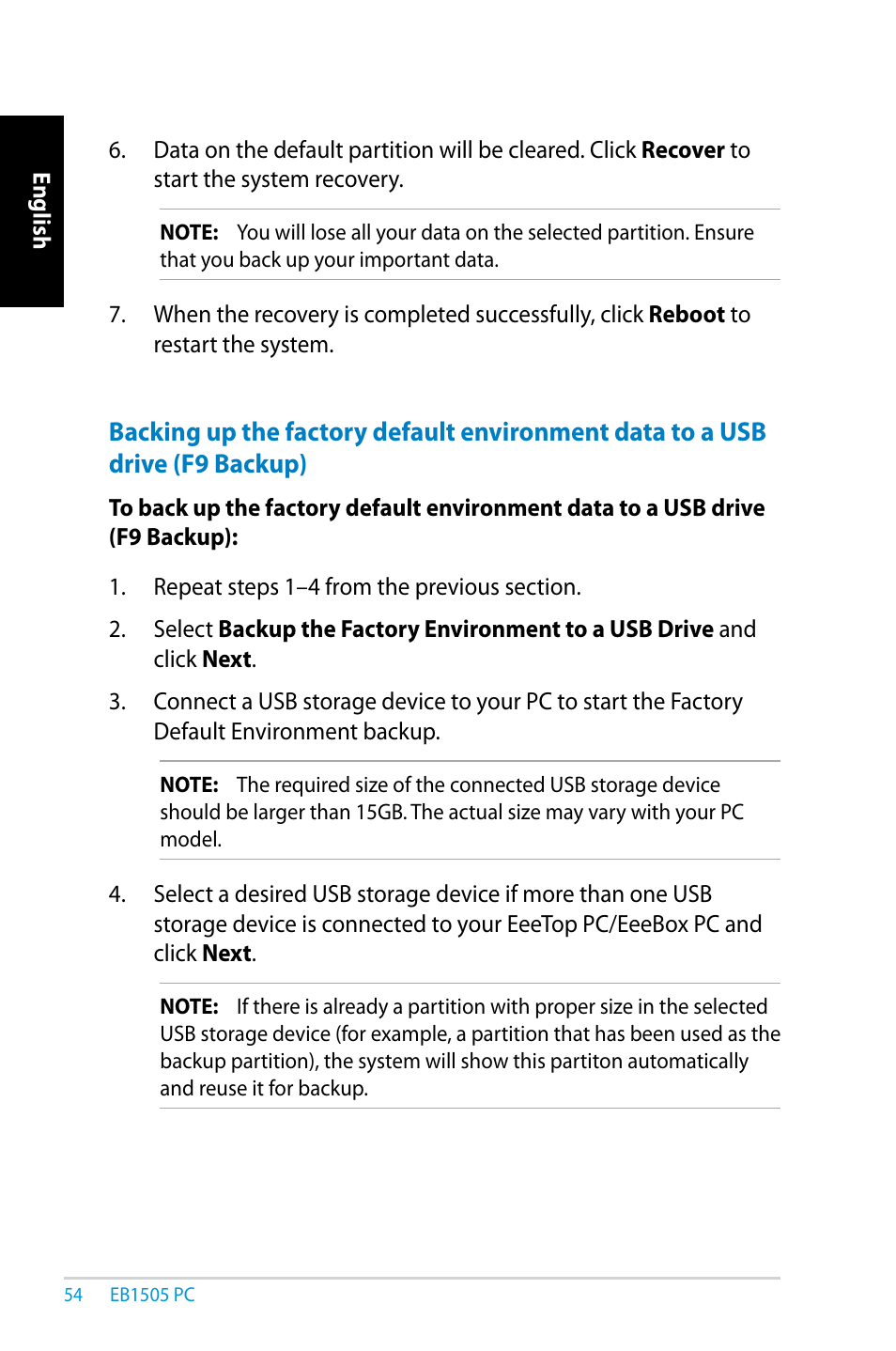 Asus EB1505 User Manual | Page 54 / 66