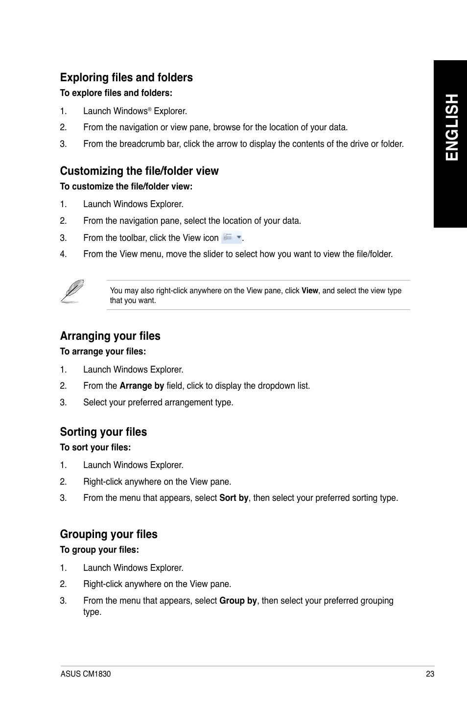 En gl is h en gl is h | Asus CM1830 User Manual | Page 23 / 68