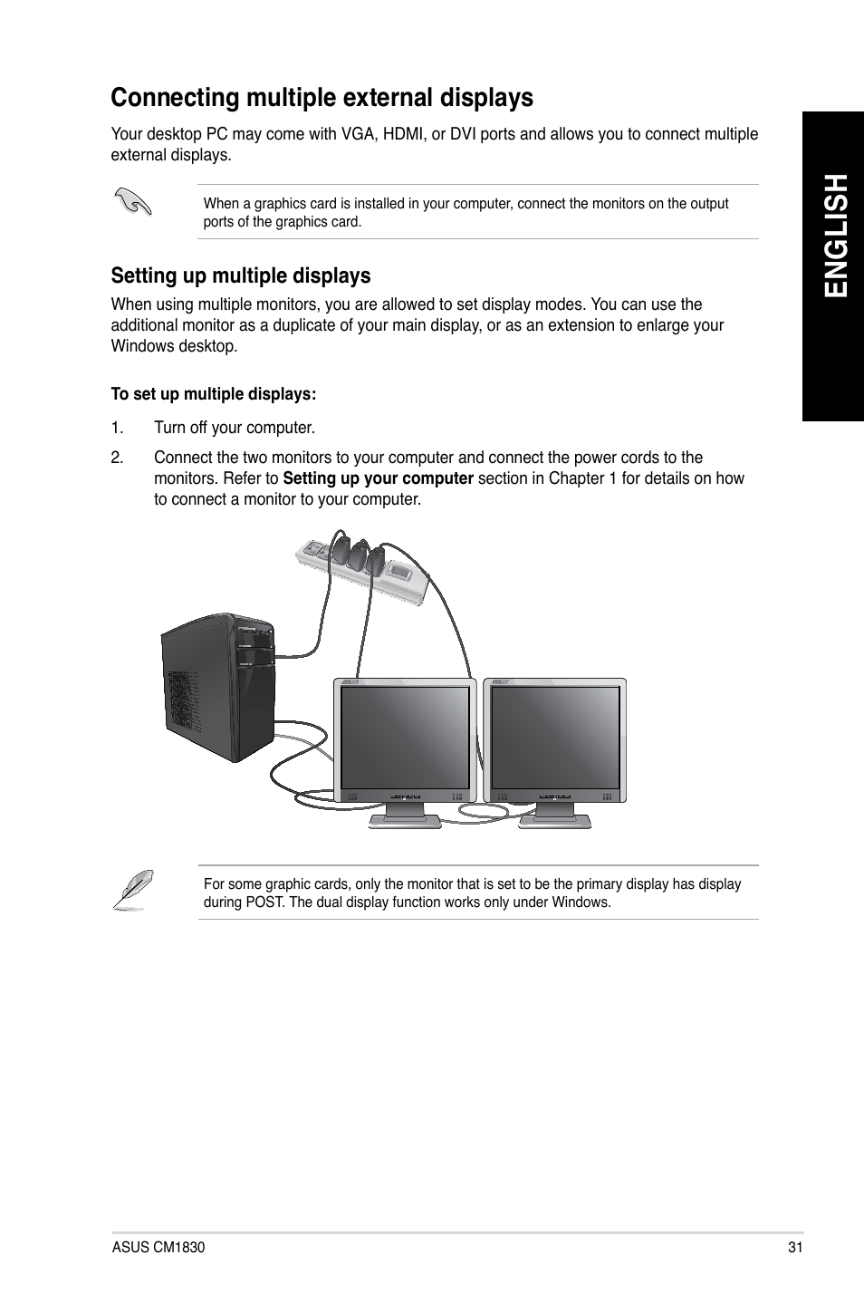 Connecting multiple external displays, En gl is h en gl is h | Asus CM1830 User Manual | Page 31 / 68