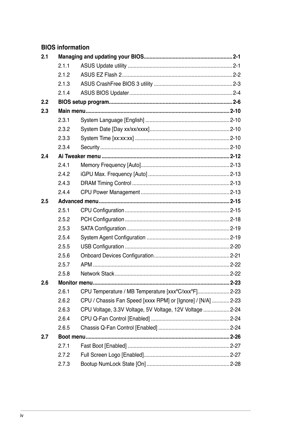 Asus H61M-K User Manual | Page 4 / 82