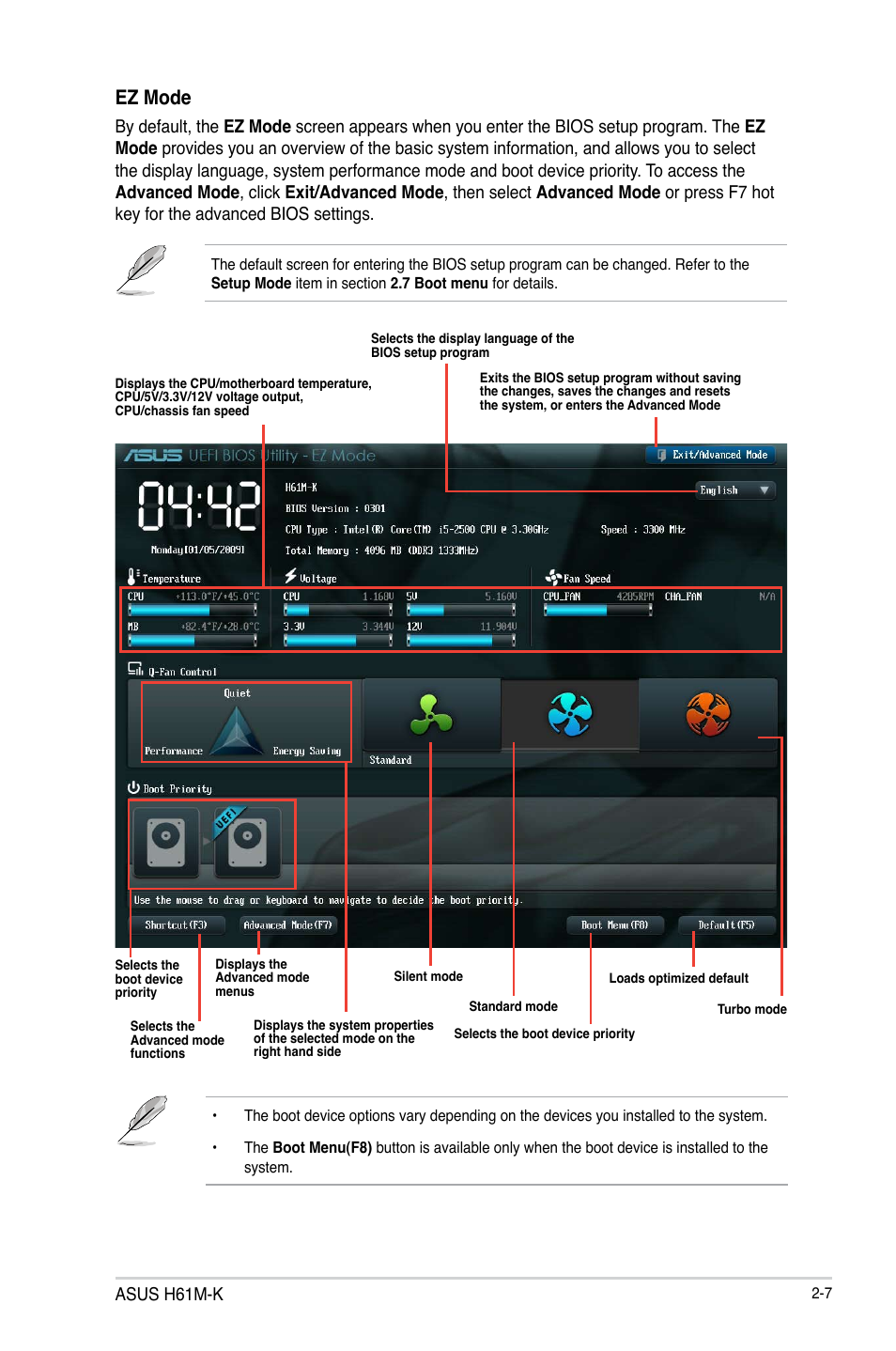 Ez mode, Asus h61m-k | Asus H61M-K User Manual | Page 49 / 82