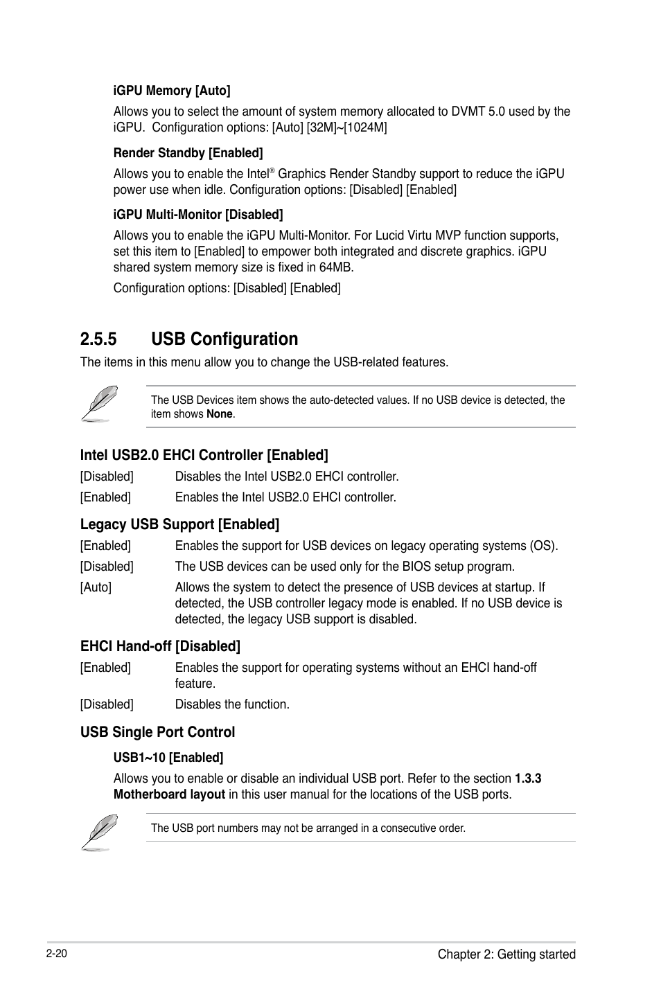 5 usb configuration, Usb configuration -20 | Asus H61M-K User Manual | Page 62 / 82