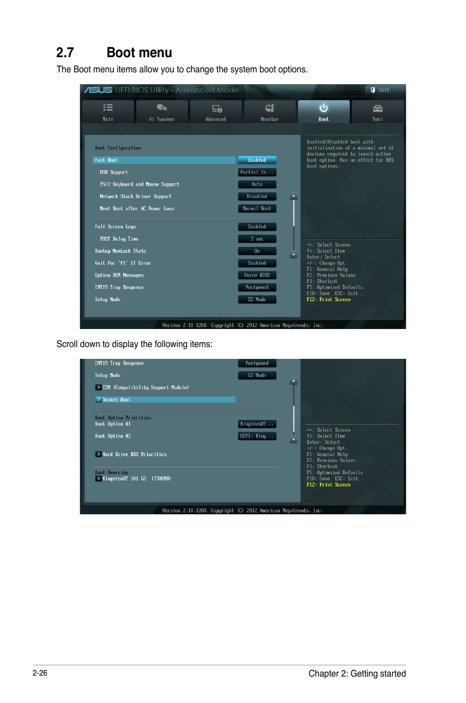 7 boot menu, 7 boot menu -26 | Asus H61M-K User Manual | Page 68 / 82