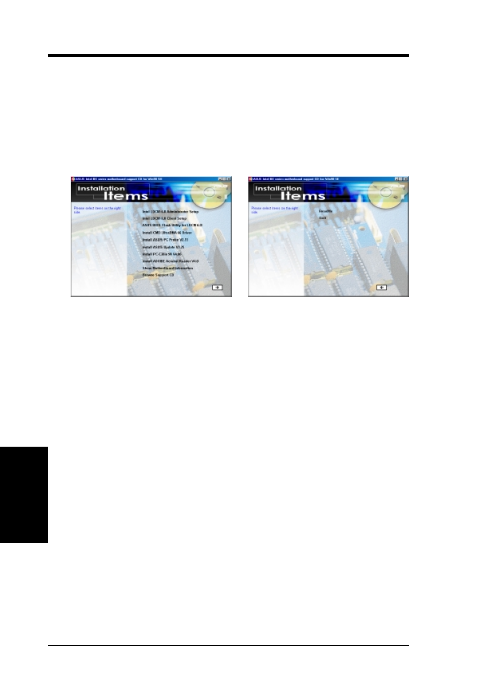 Software setup, 3 bx series motherboard support cd, 1 installation menu | Asus CUBX User Manual | Page 76 / 112