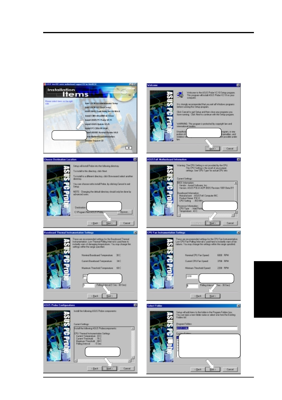 Software setup, 7 install asus pc probe vx.xx | Asus CUBX User Manual | Page 83 / 112