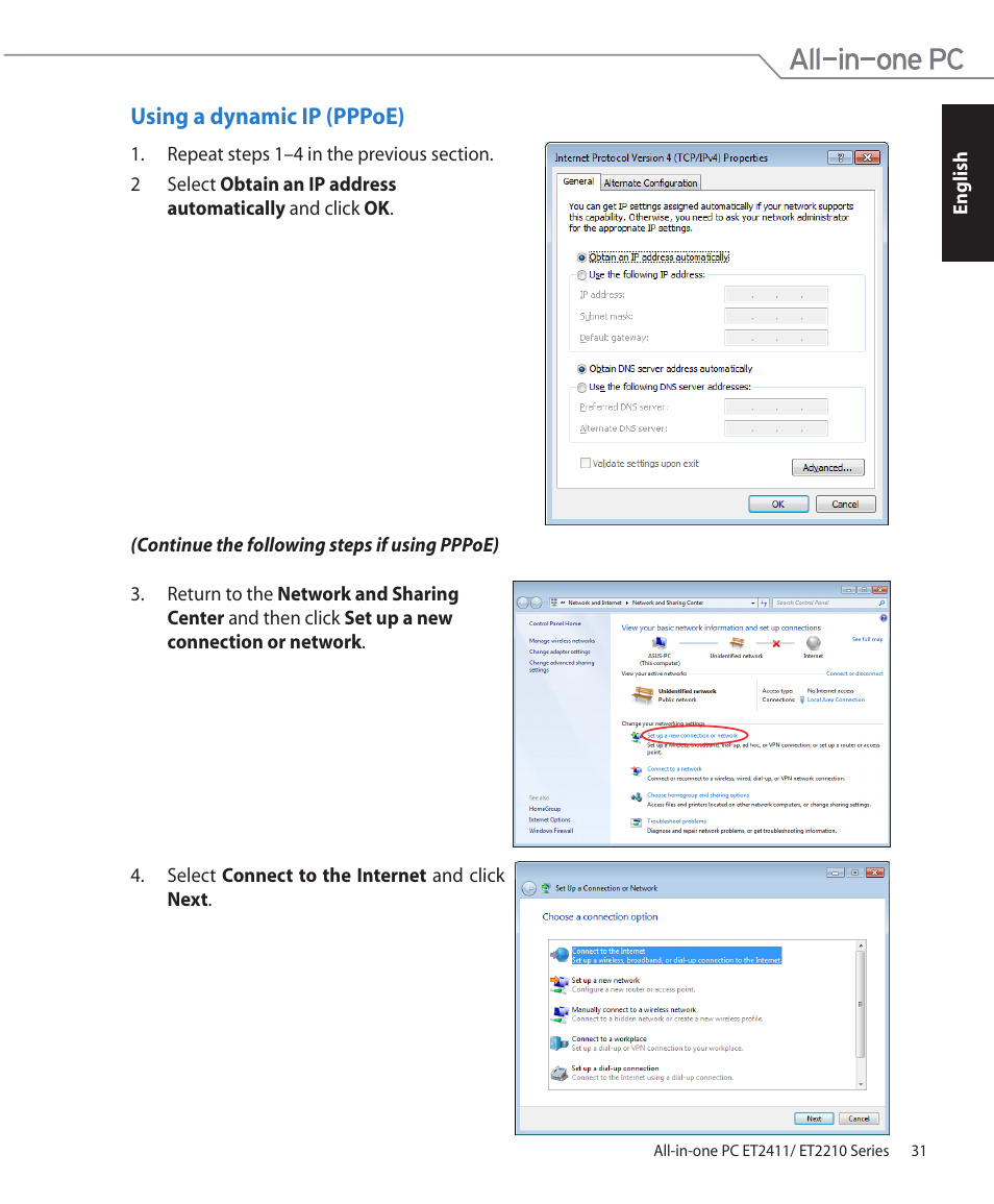 Using a dynamic ip (pppoe) | Asus ET2411IUTI User Manual | Page 31 / 38